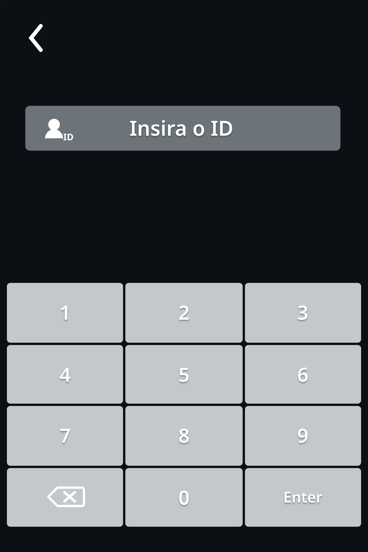 Teclado numérico a pedir o ID de administrador