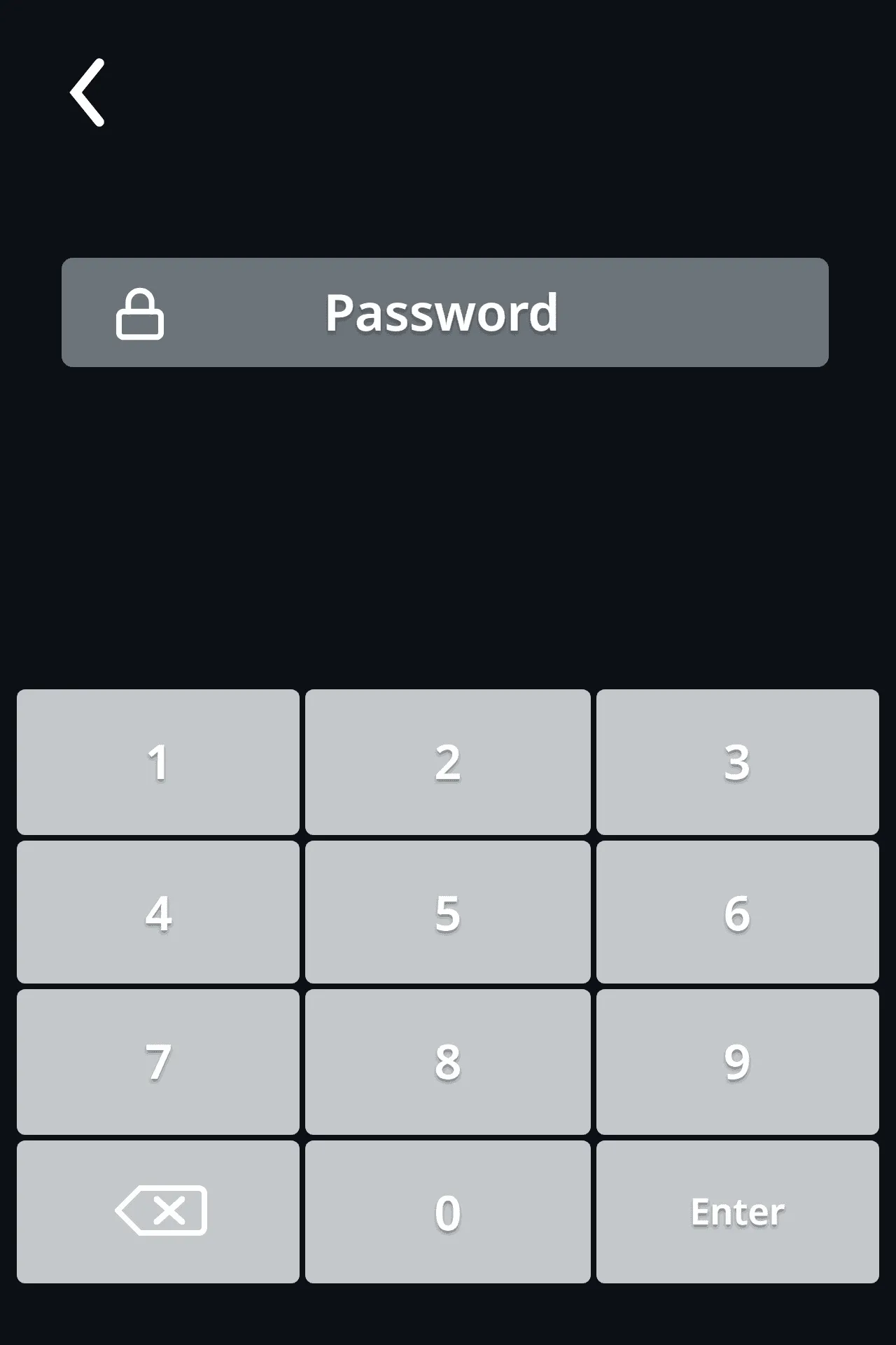 Numeric keypad asking for the administrator password