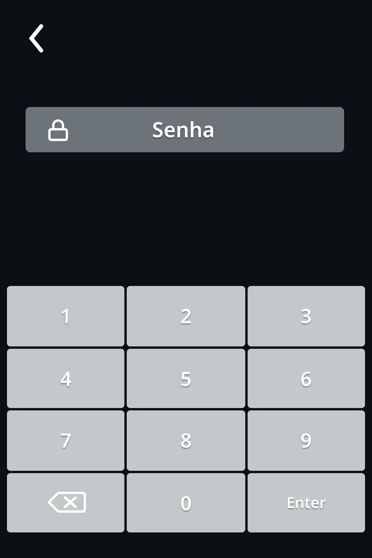 Teclado numérico a pedir a senha de administrador