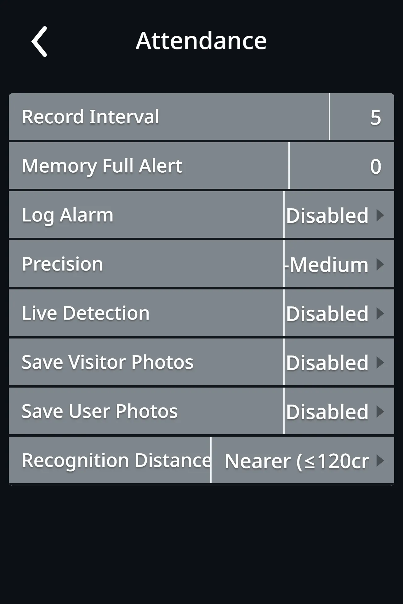 Frequency screen with the interval between records