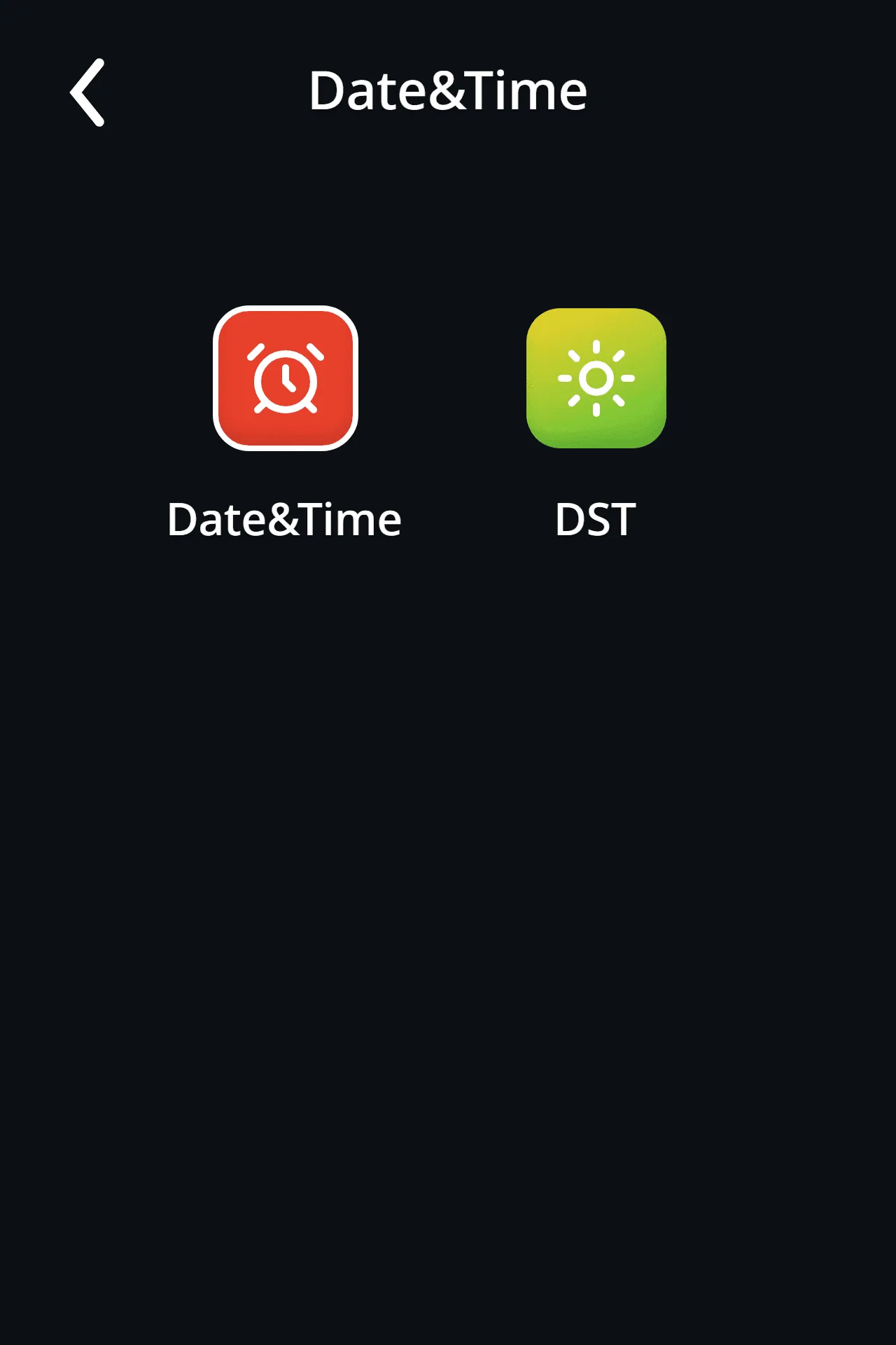Date&Time menu with Date&Time and Daylight Saving Time