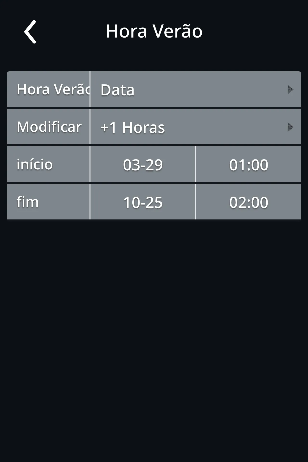 Definições de Hora Verão