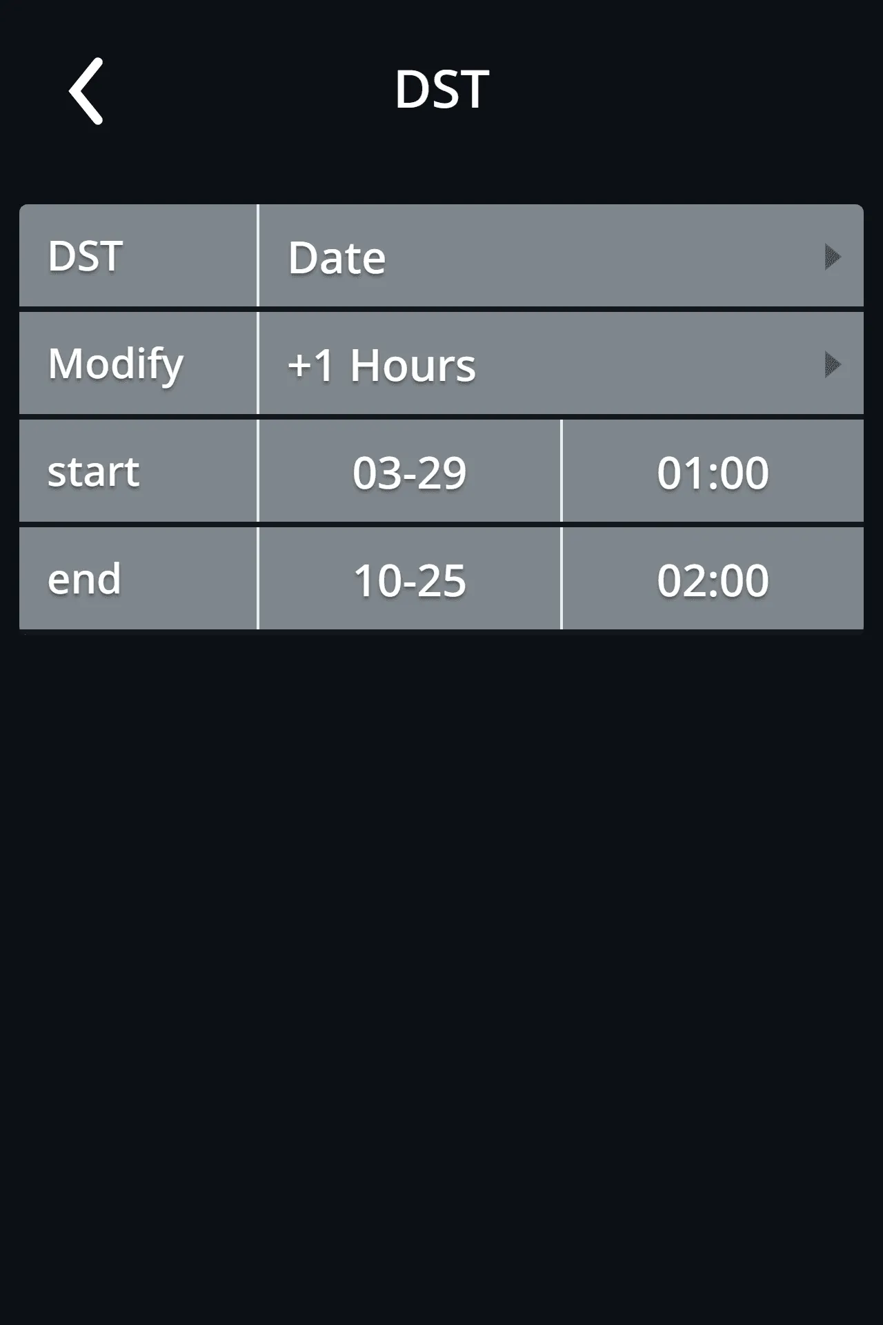 Daylight saving time settings