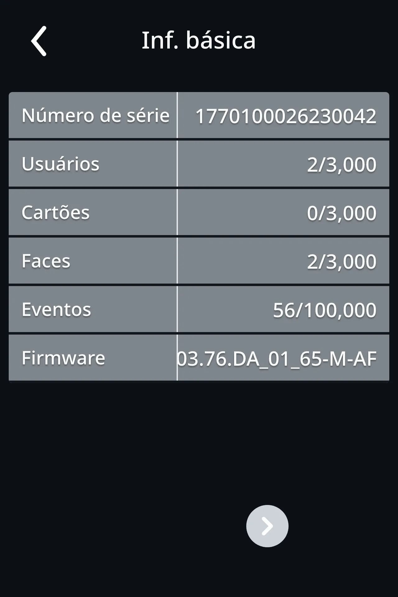 Informação básica do terminal