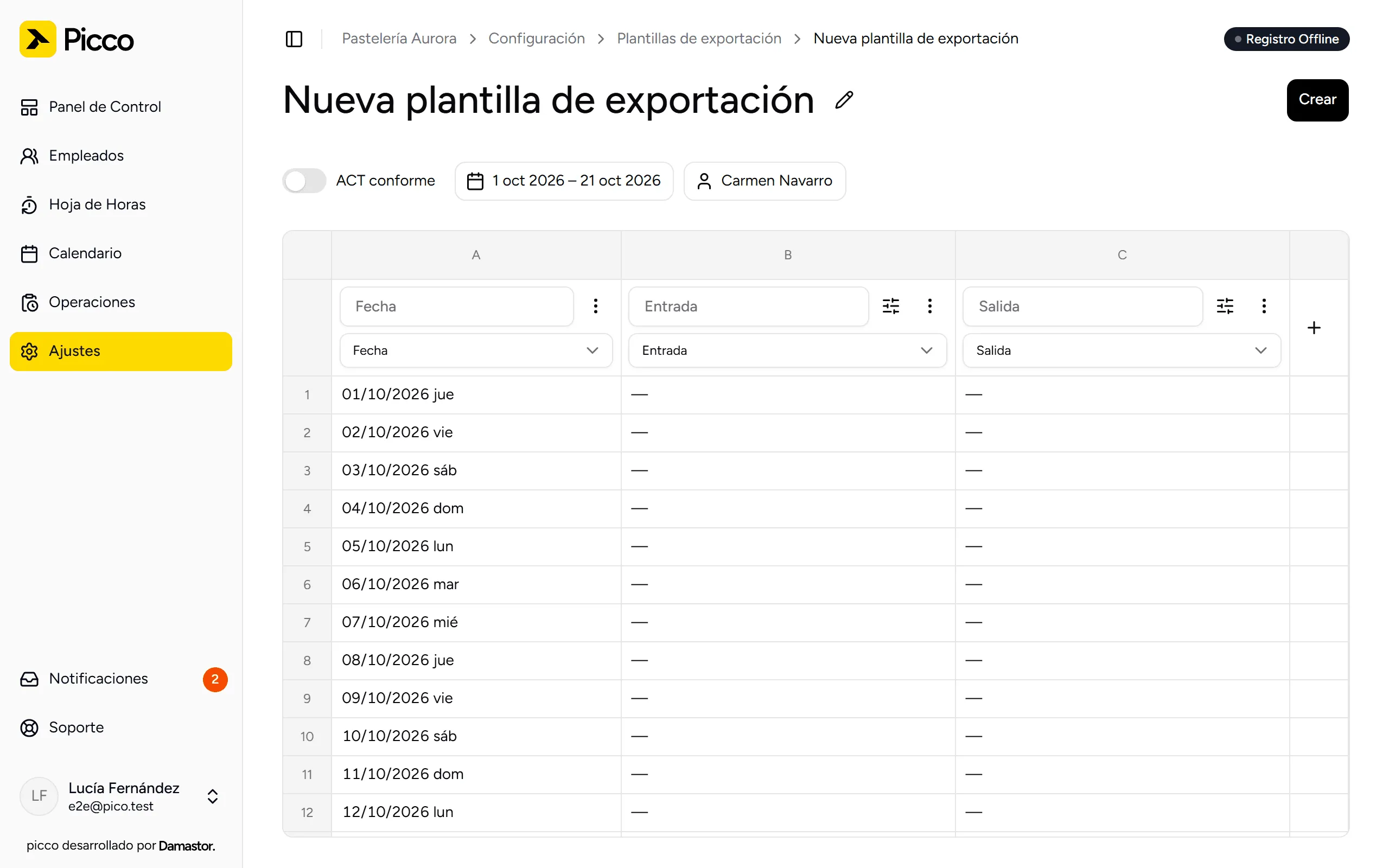 Editor avanzado de plantillas, con columnas y vista previa