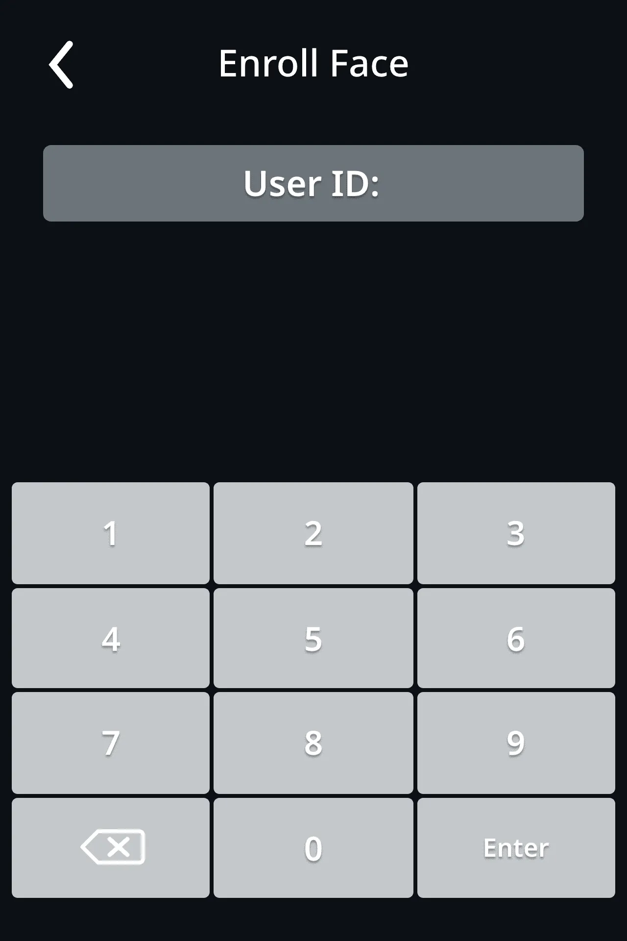 Teclado numérico para escrever o ID do colaborador