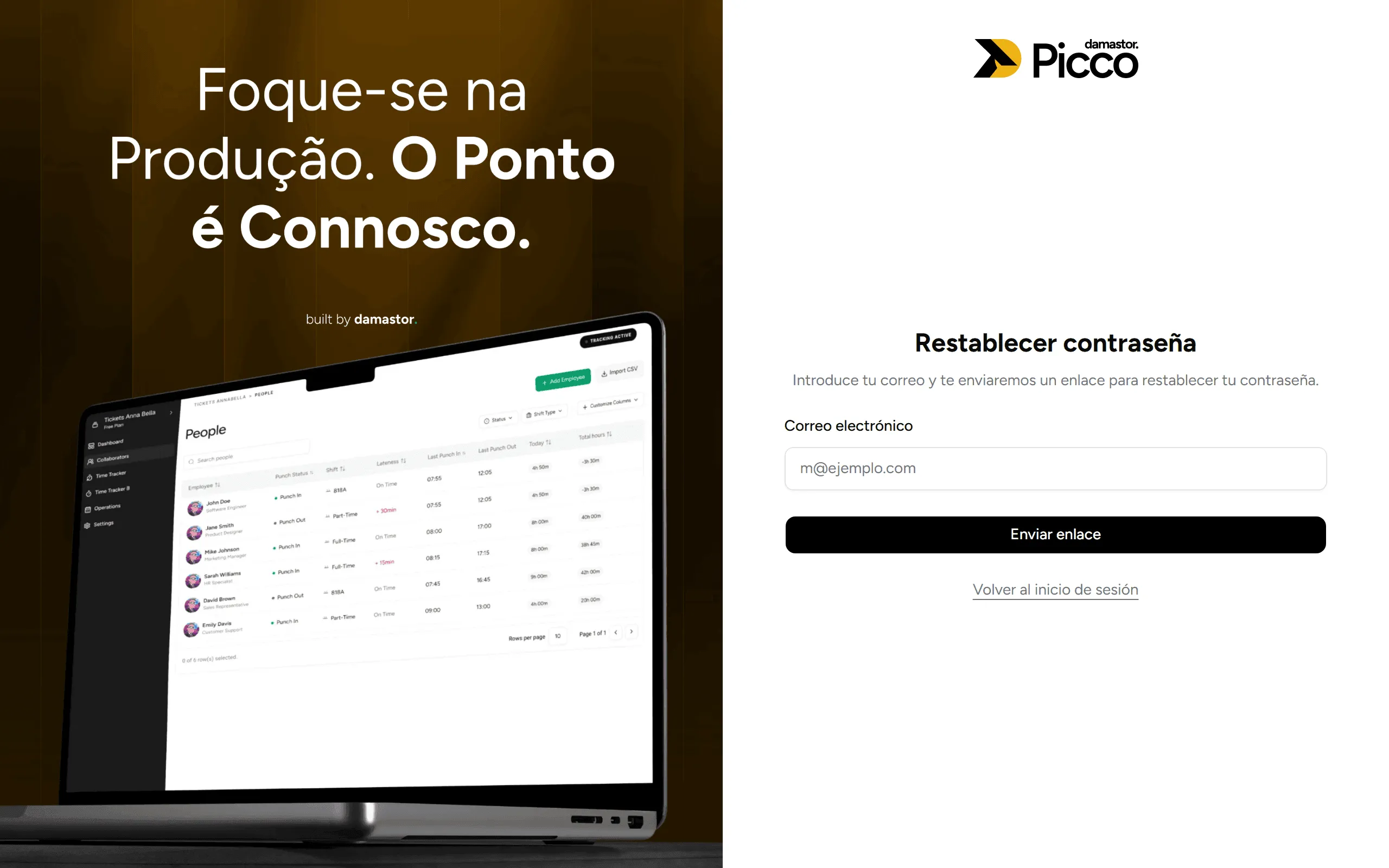 Solicitud de enlace para restablecer la contraseña