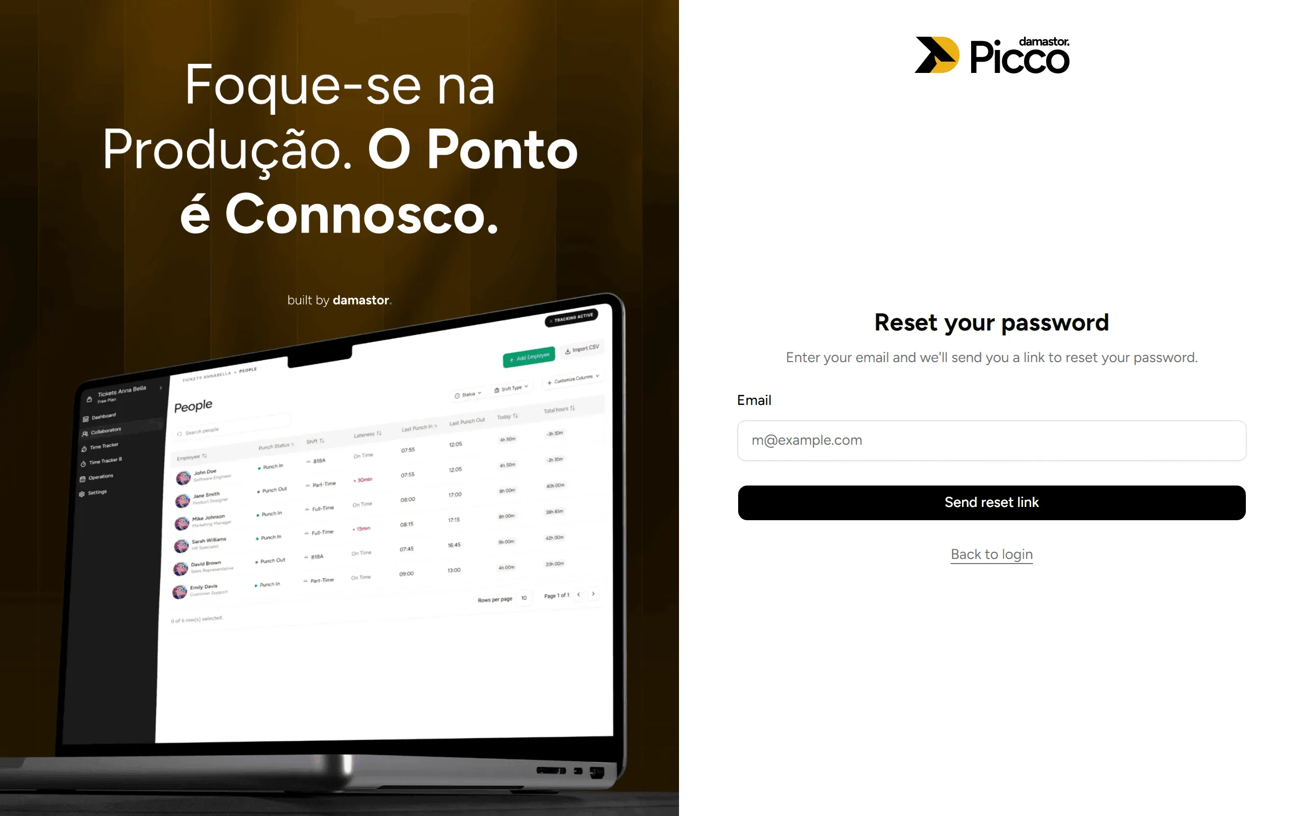 Request for a link to reset the password