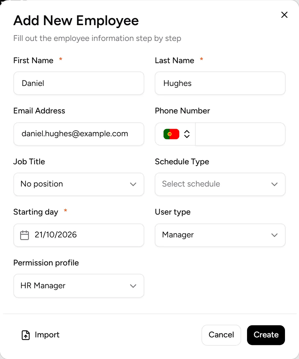 Form with User type Manager and Permission profile