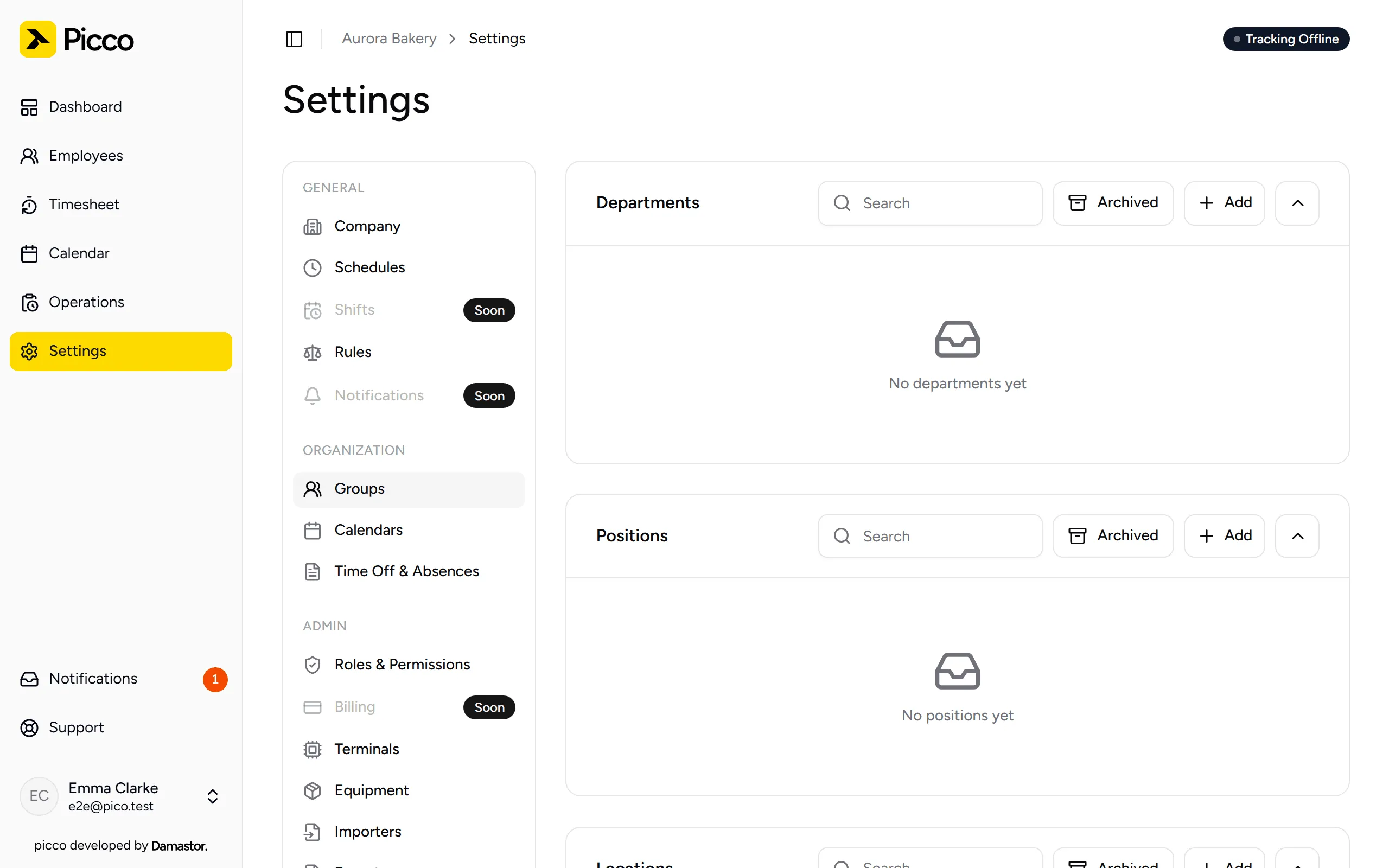 Groups in Settings
