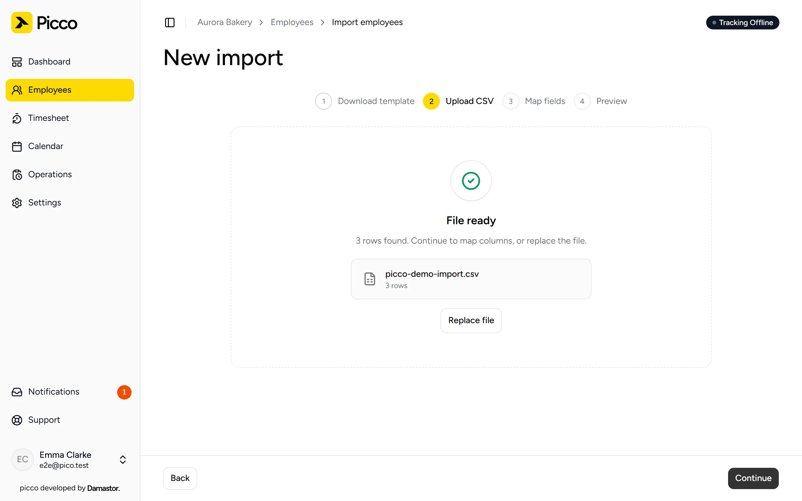 Step 2: file uploaded and ready