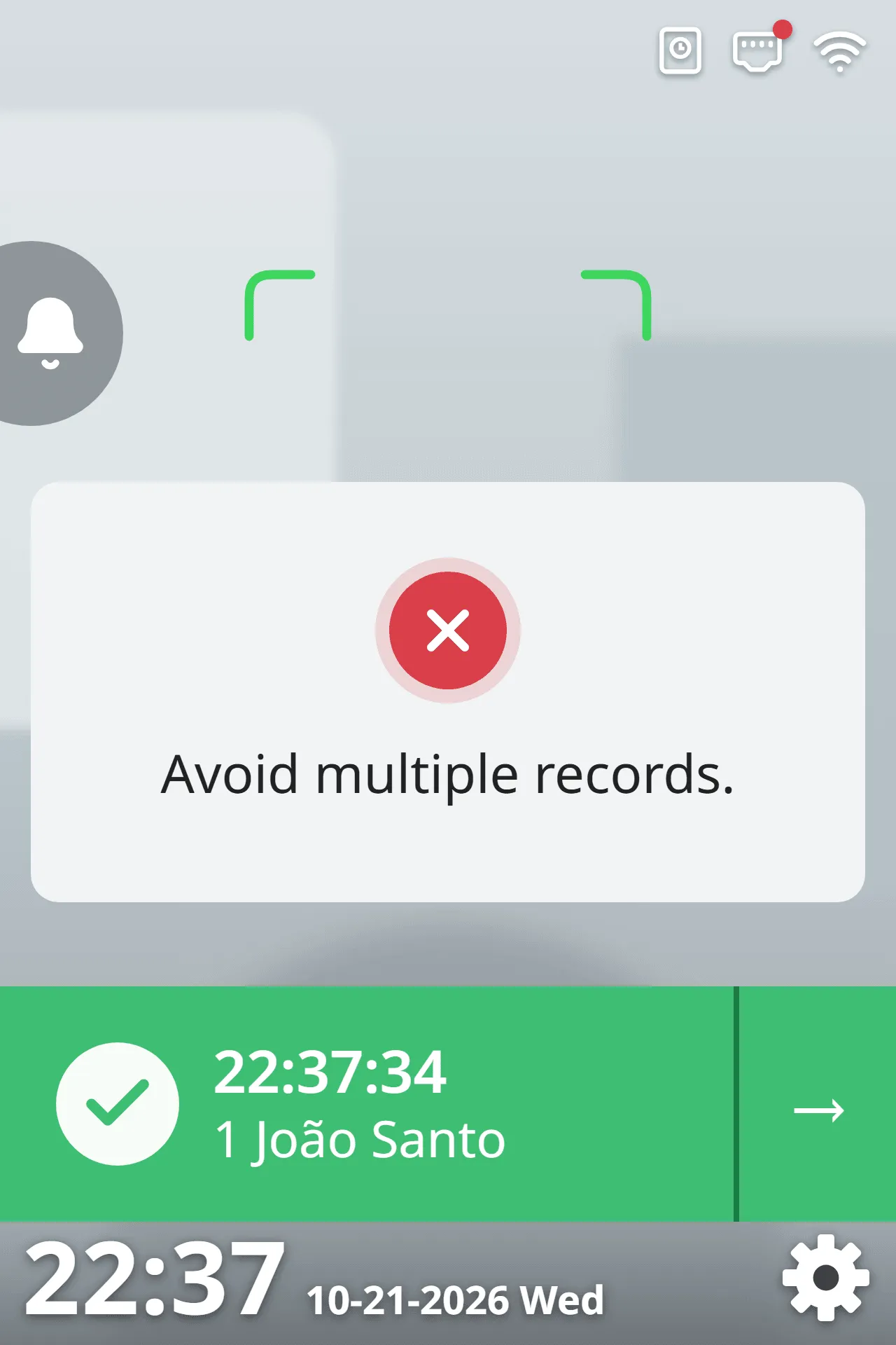Repeated clock-in warning