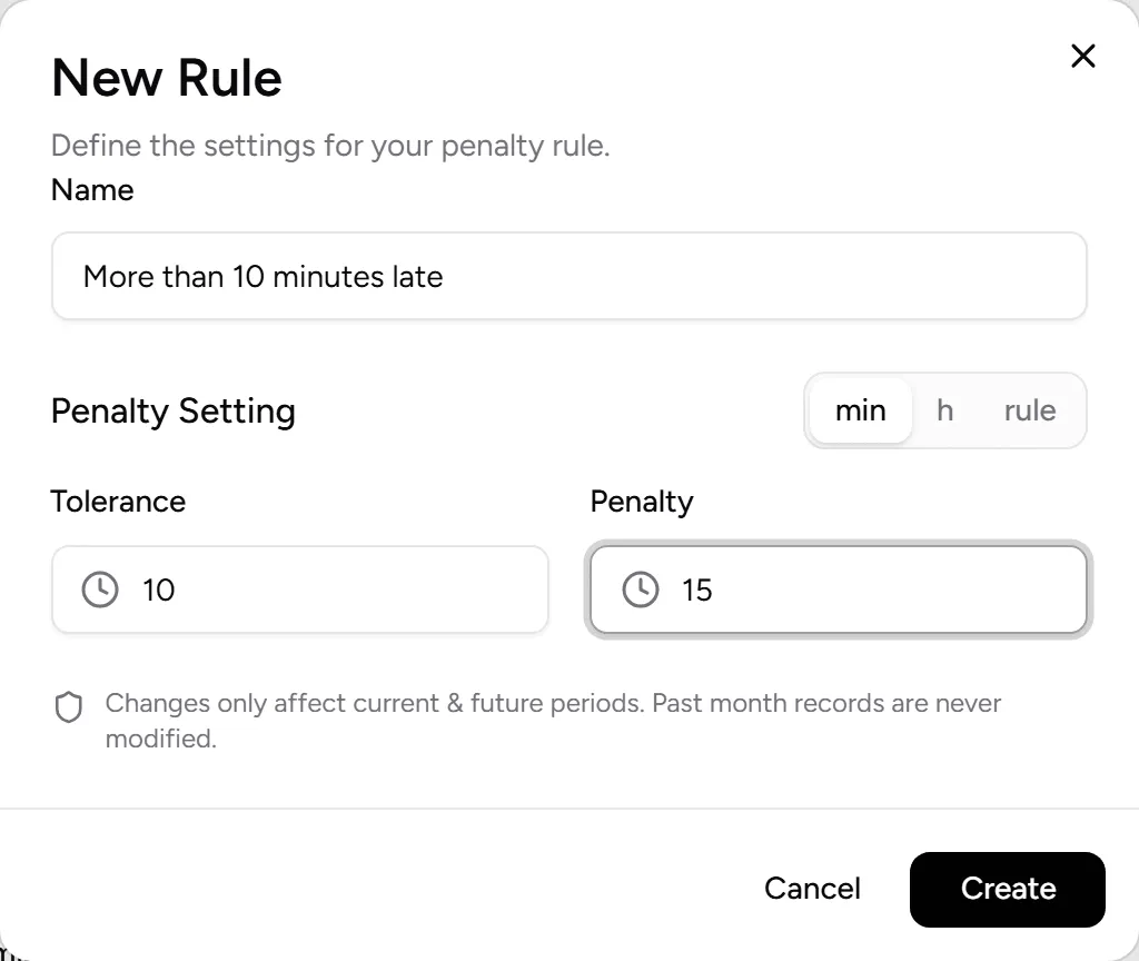 New penalty rule with tolerance and penalty
