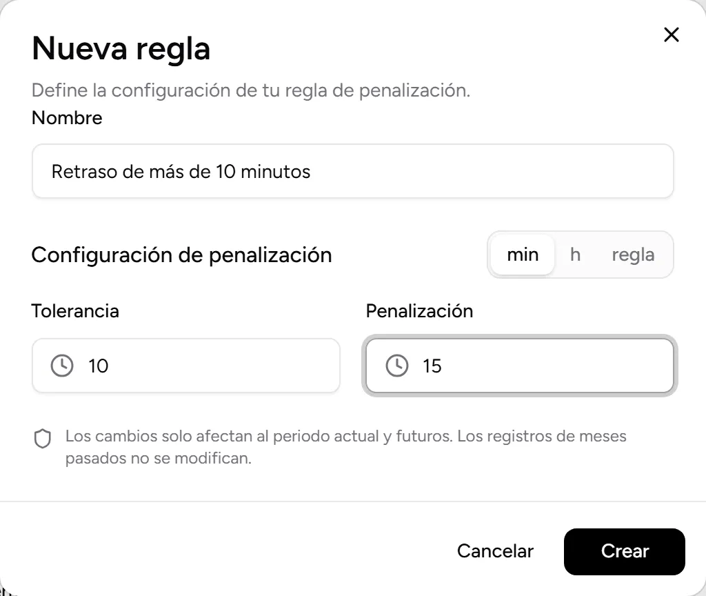 Nueva regla de penalización con tolerancia y penalización