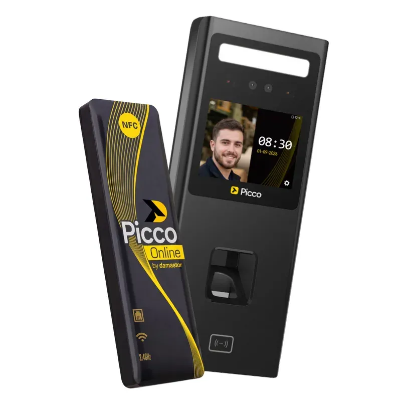 Os dois terminais Picco: o Picco CS, com leitor de cartões, e o Picco FP, com ecrã, face e impressão digital