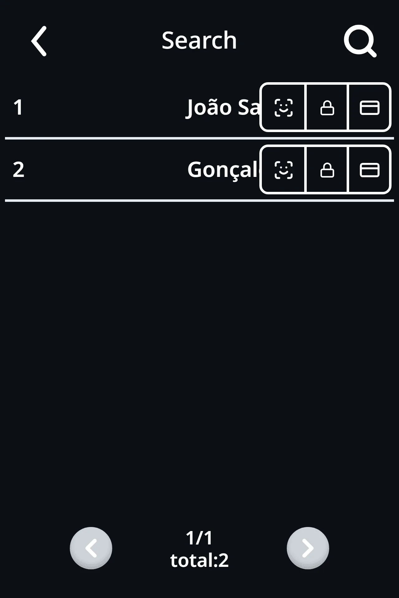 List of the terminal’s users