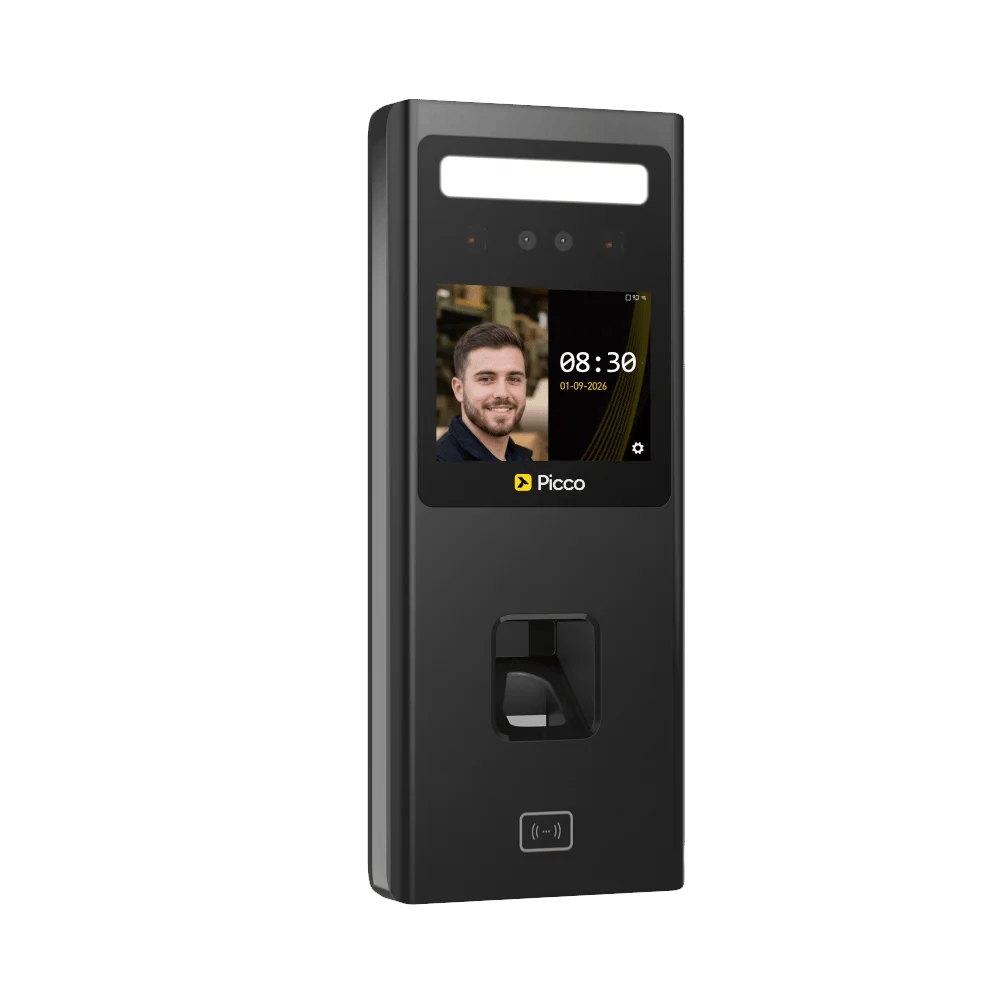 Terminal Picco FP de  Damastor para sistema de picagem de ponto por leitura facial, impressão digital, cartão de funcionário e pin